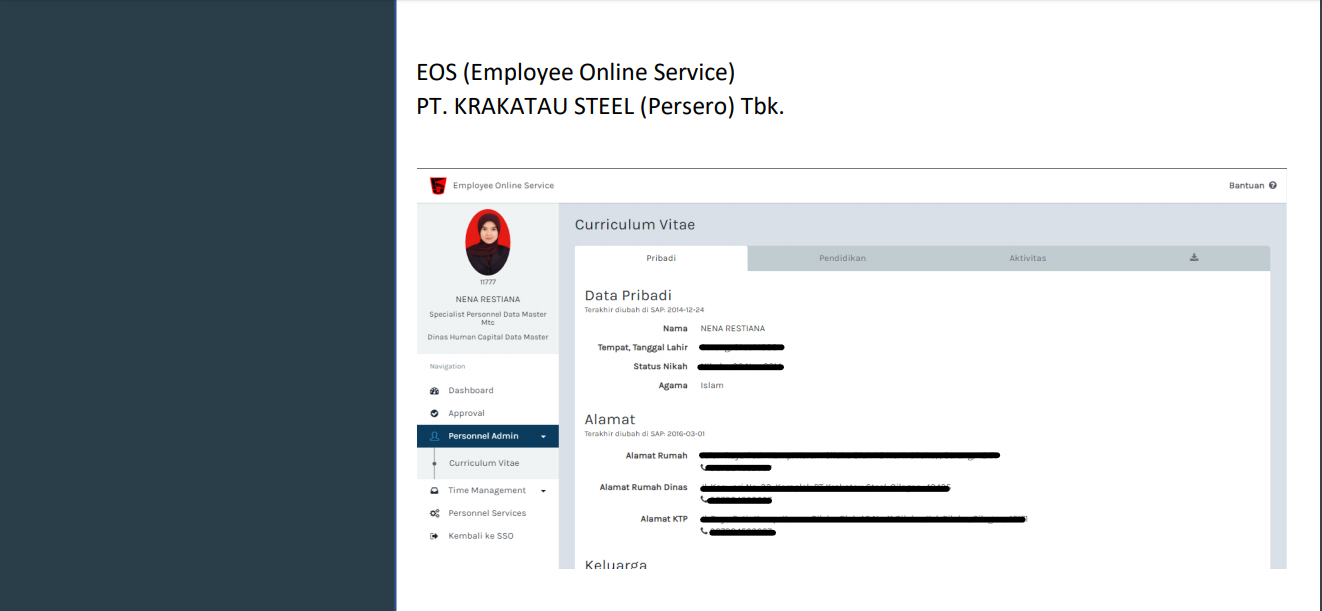 Pembuatan EOS (Employee Online Service) PT. Krakatau Steel 