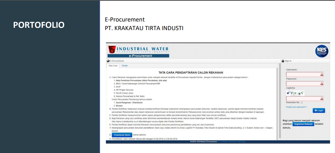 Aplikasi Procurement pada PT Krakatau Tirta Industri