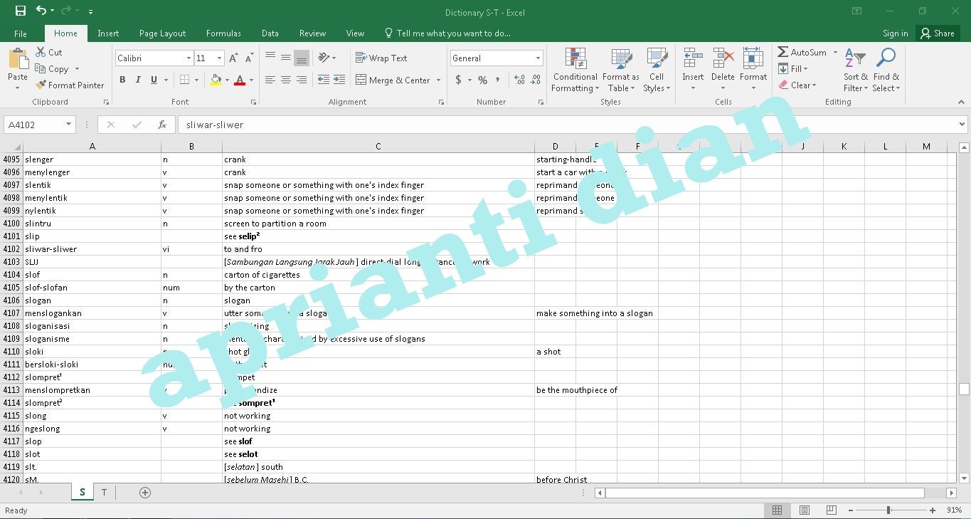 Input Data di Excel dari apriantidian