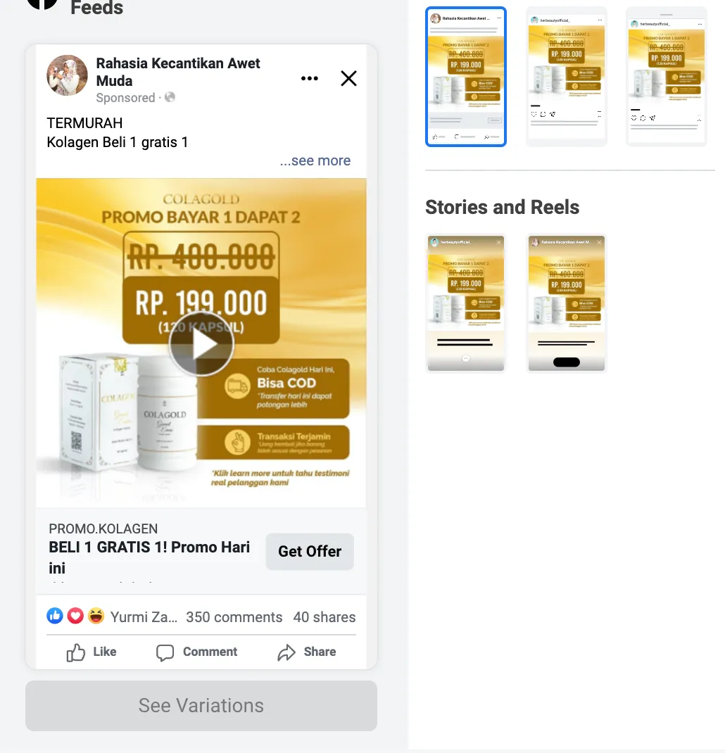 Pemasangan Iklan melalui Facebook Ads